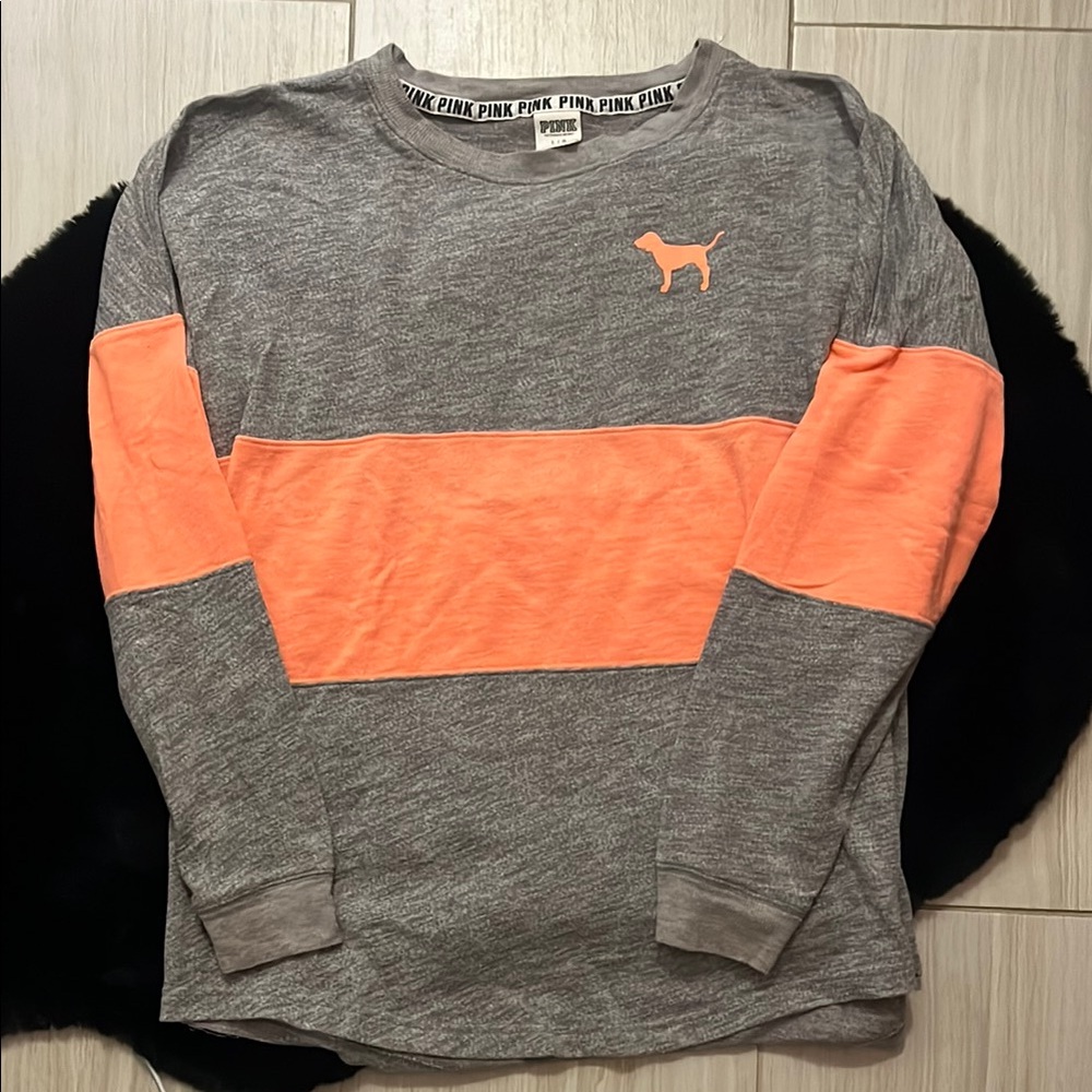 Gray and Orange Long Sleeve Shirt